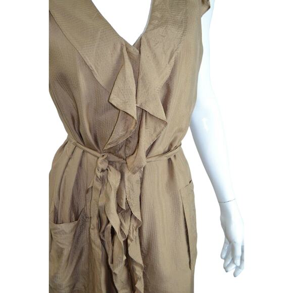 Banana Republic Silk True Wrap Dress 8 Brown - Picture 2 of 7